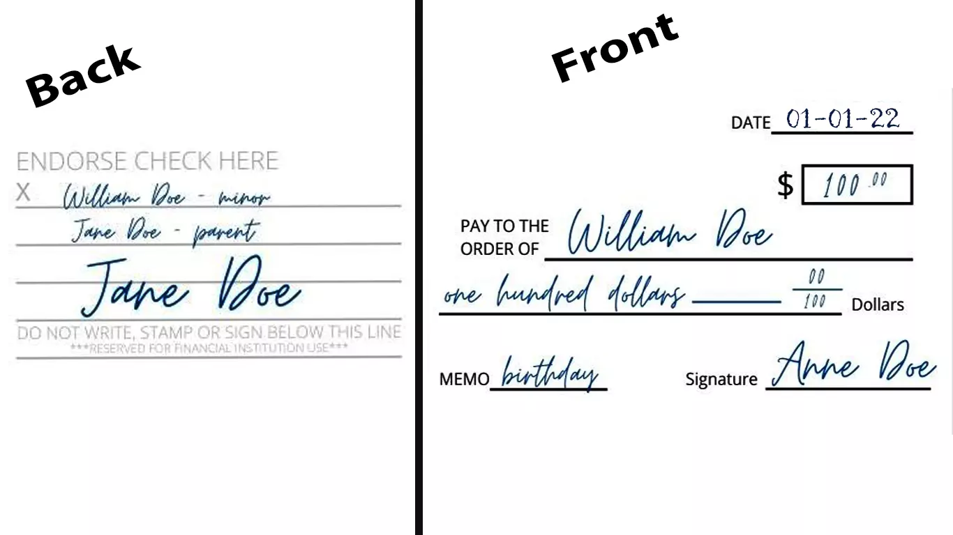 Endorsing a check for a minor
